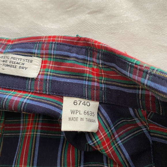 Woolrich Plaid Button Up Navy & Red Shirt sz 8 - Picture 5 of 7